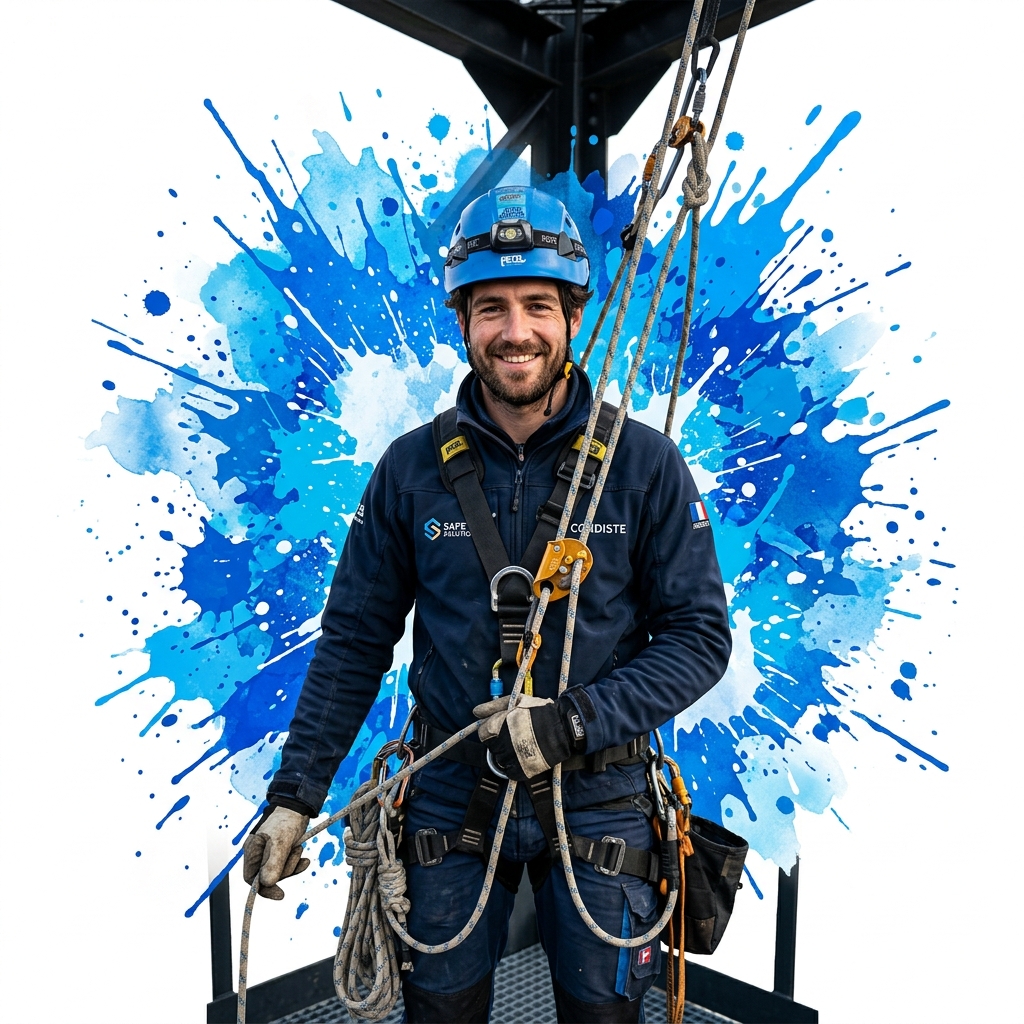 Mascotte cordiste professionnel paris travaux acrobatiques